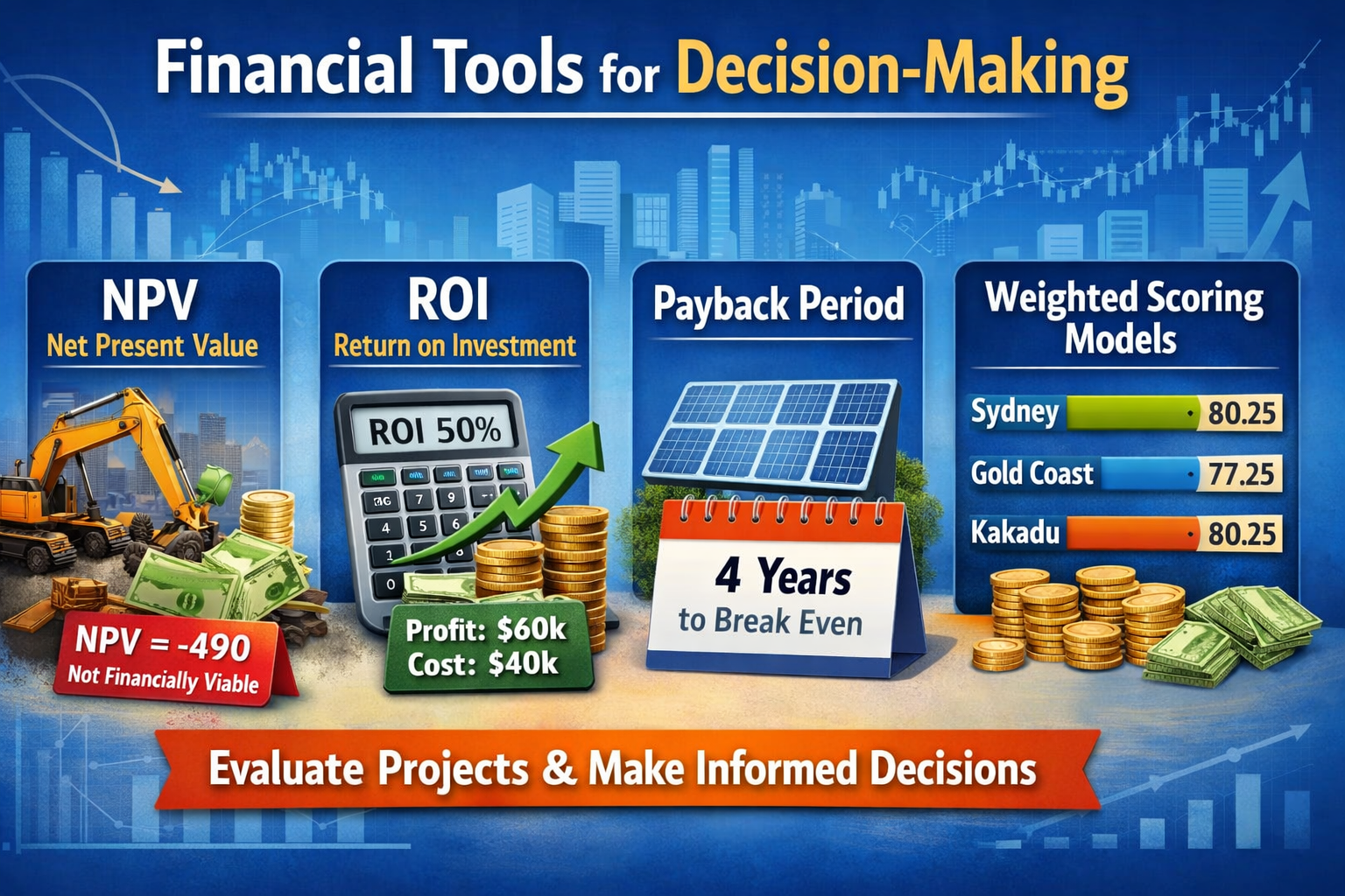Financial Tools for Decision-Making: NPV, ROI, Payback Period, and Weighted Scoring Models